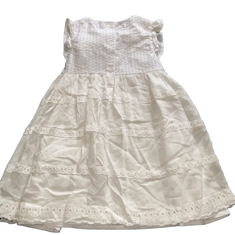 Girls DKNY Sleeveless Summer Dress White Tiered Eyelet Size 5 NWT